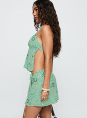 What A Coincidence Beaded Mini Skirt Teal