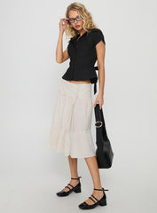 Cascades Low Rise Midi Skirt Beige / White Stripe