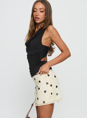 Adelaida Ruffle Mini Skirt Cream Polka
