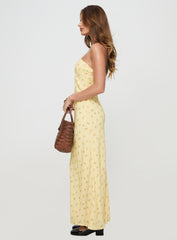 Brydie Strapless Maxi Dress Yellow Floral