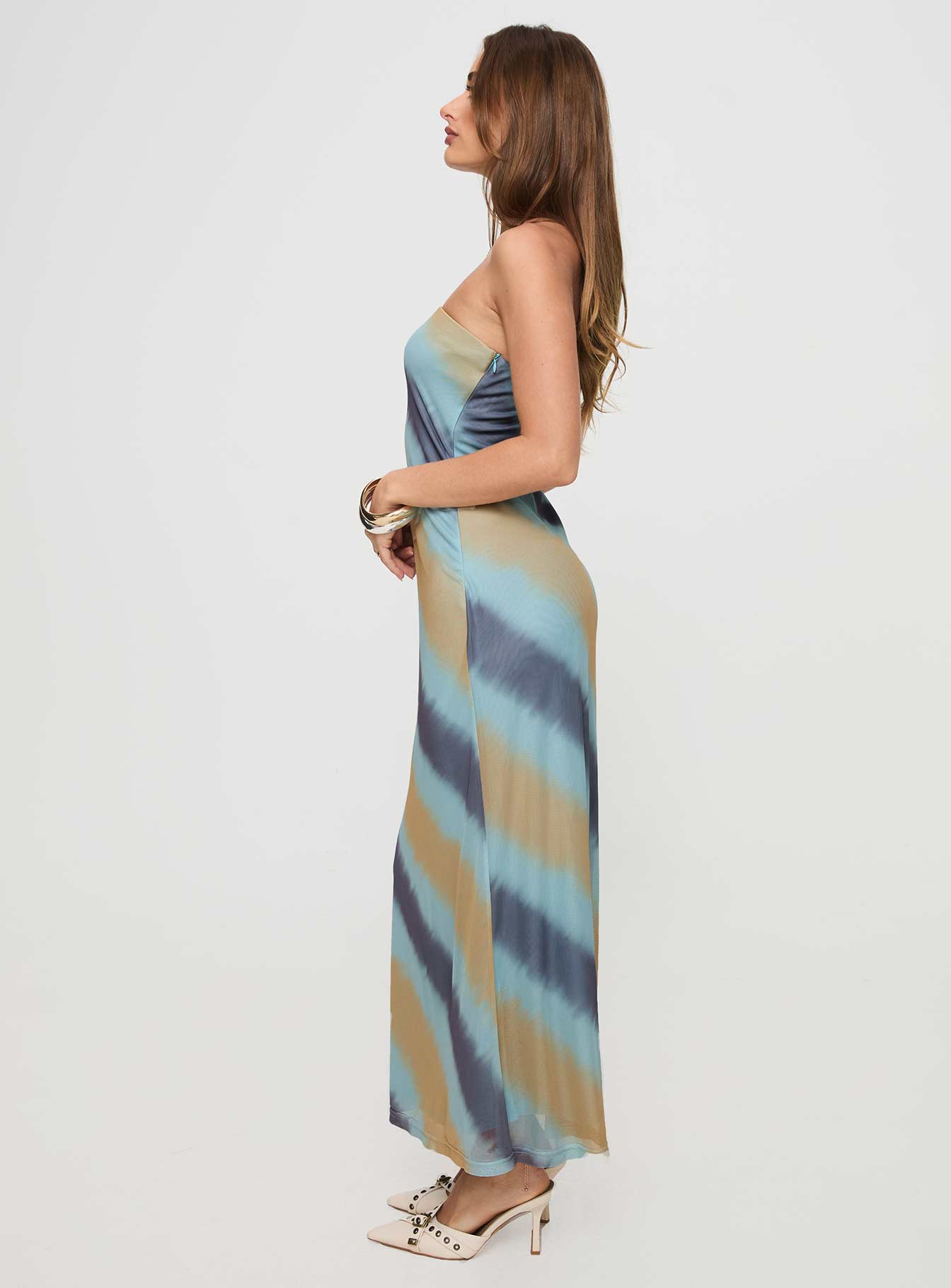 Celik Strapless Maxi Dress Blue / Brown
