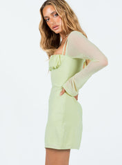 Dyer Sheer Sleeve Mini Dress Sage