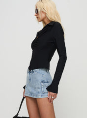 Pacific Coast Denim Cargo Skirt Light Wash