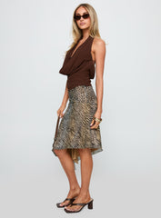Diora Asymmetrical Midi Skirt Animal Print