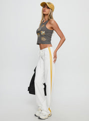 Elation Low Rise Straight Leg Track Pant White