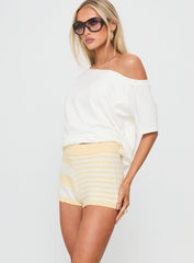 Laffie Knit Micro Short Lemon / White Stripe