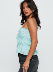 Sombre Tie Detail Strapless Top Blue