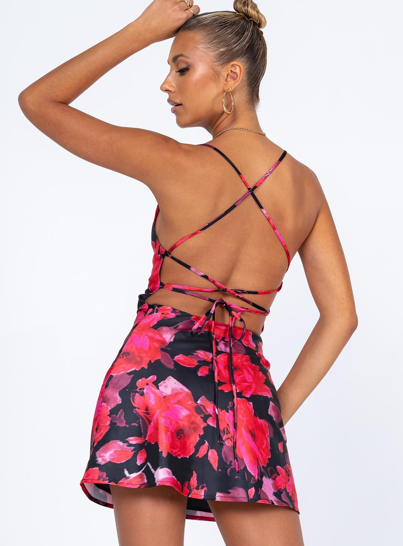 Celena Mini Dress Red Floral