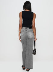 Henesey High Rise Straight Leg Jeans Washed Grey