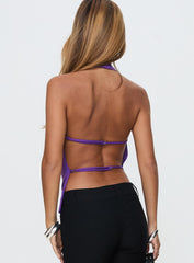 Charls Cowl Neck Backless Top Purple