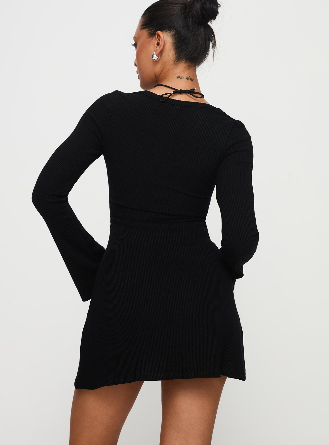 Best Interest Long Sleeve Mini Dress Black Tall