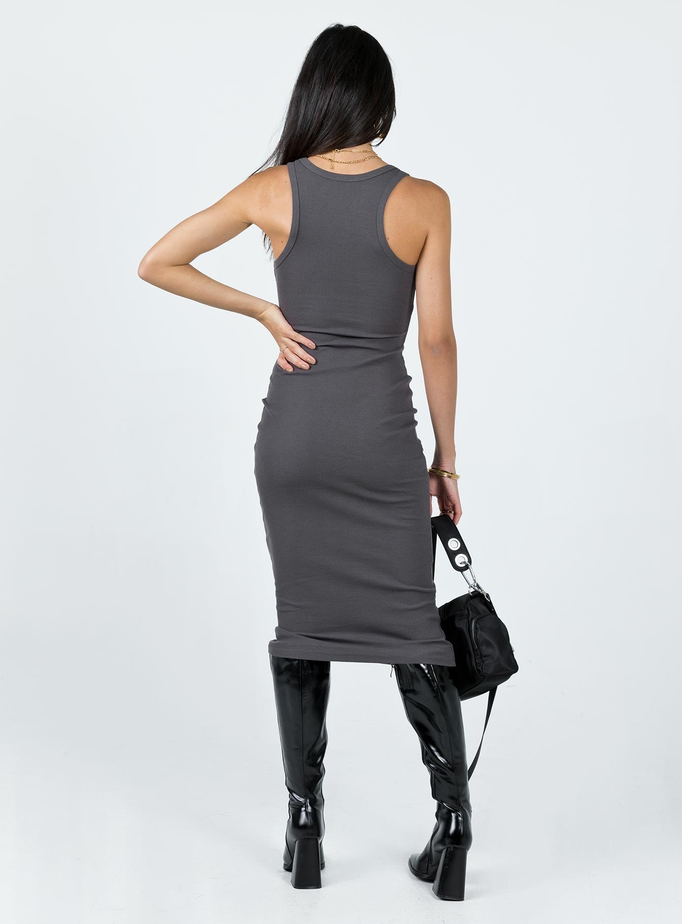 Camellia Midi Dress Slate Grey