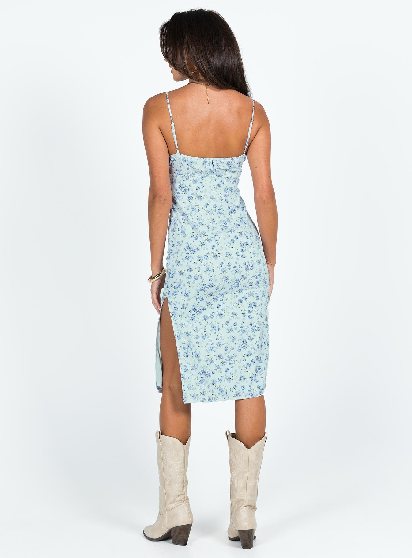 Noda Midi Dress Blue Floral