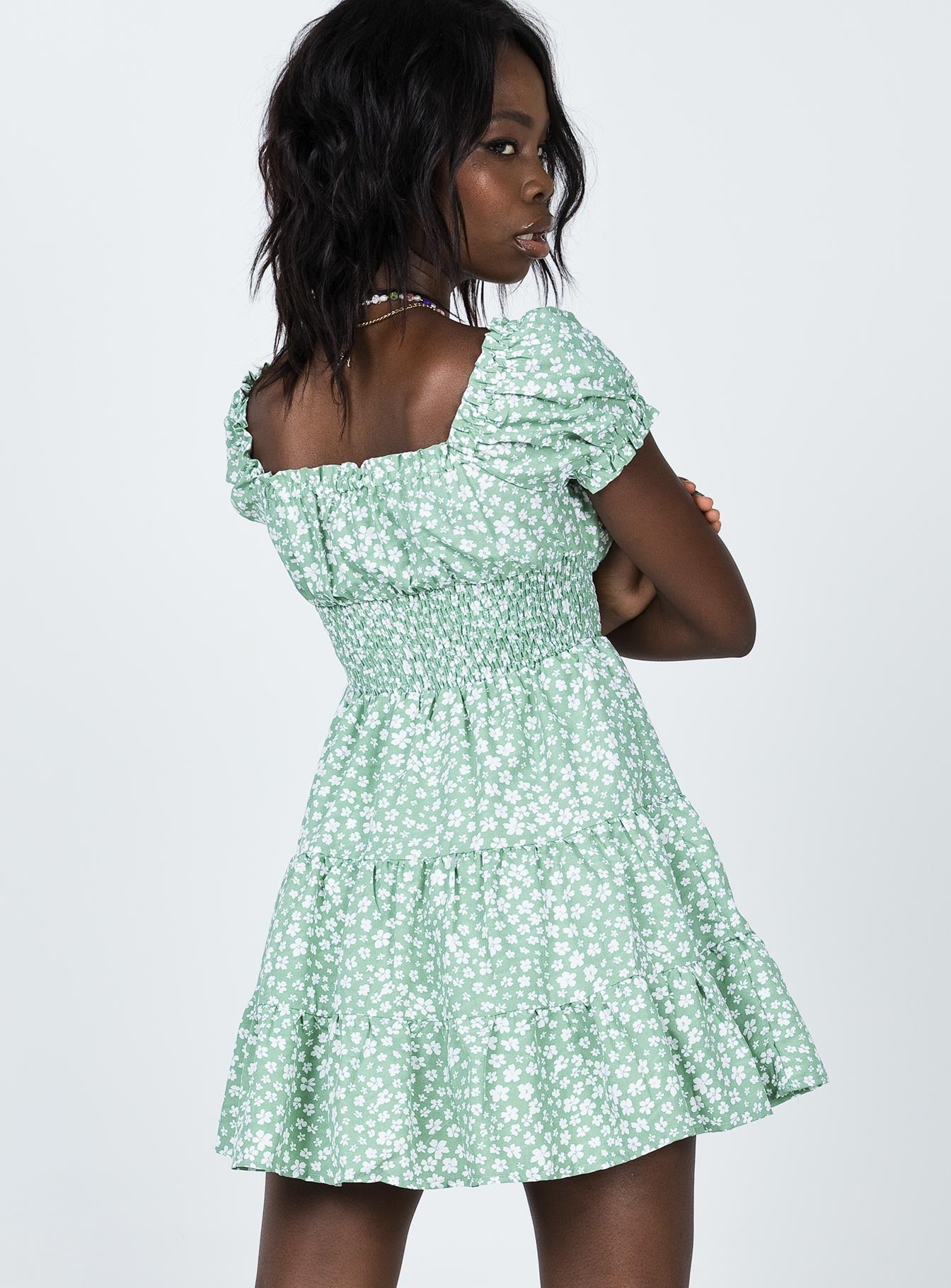 Daniella Floral Mini Dress Green