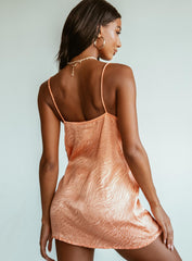 Motel Datista Mini Dress Satin Zebra Cantaloupe