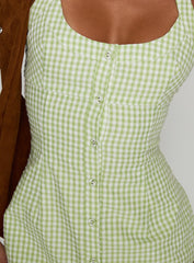 Mallorie Halter Mini Dress Green Check