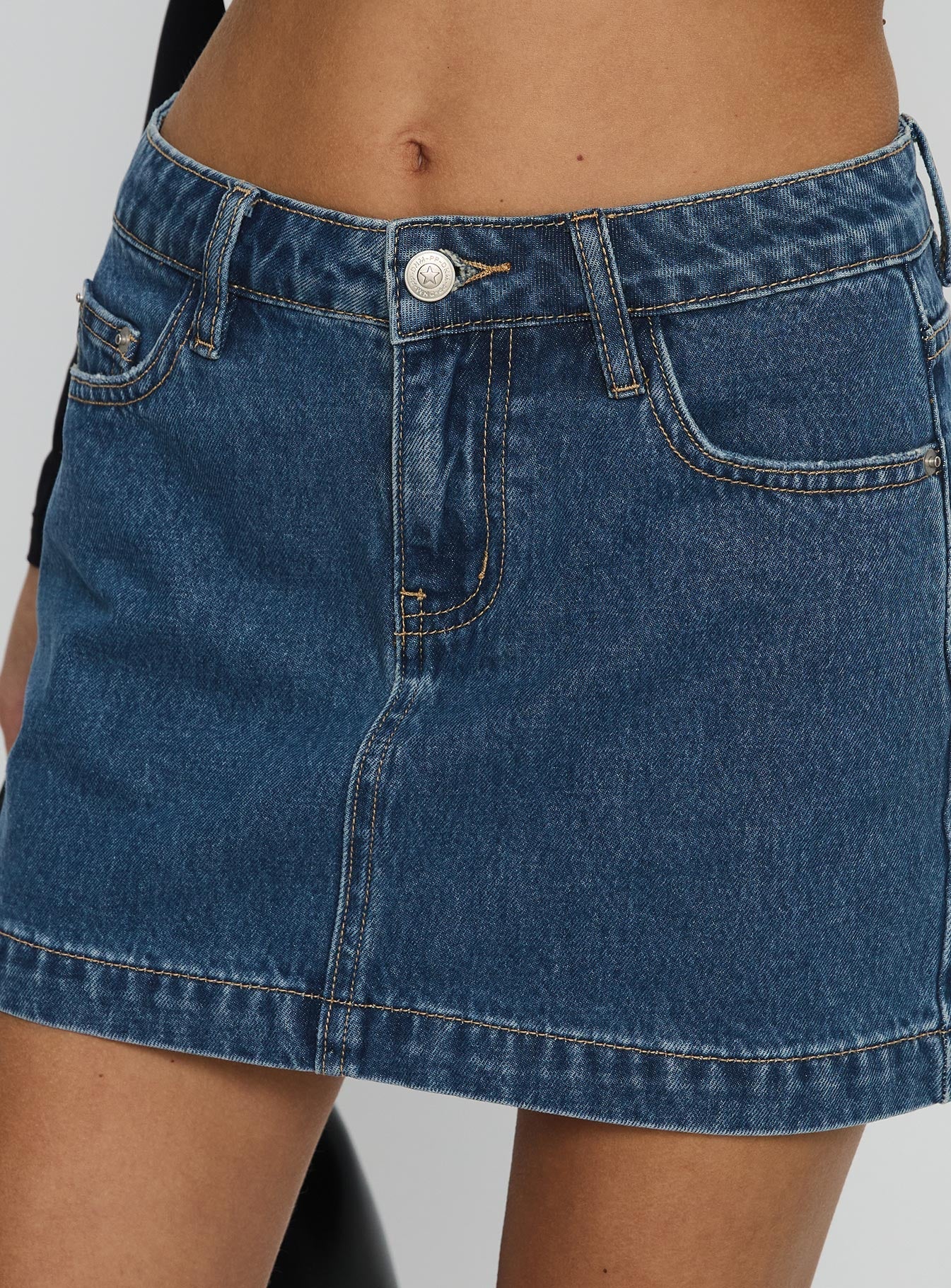 Nickei Denim Mini Skirt Mid Wash Lower Impact