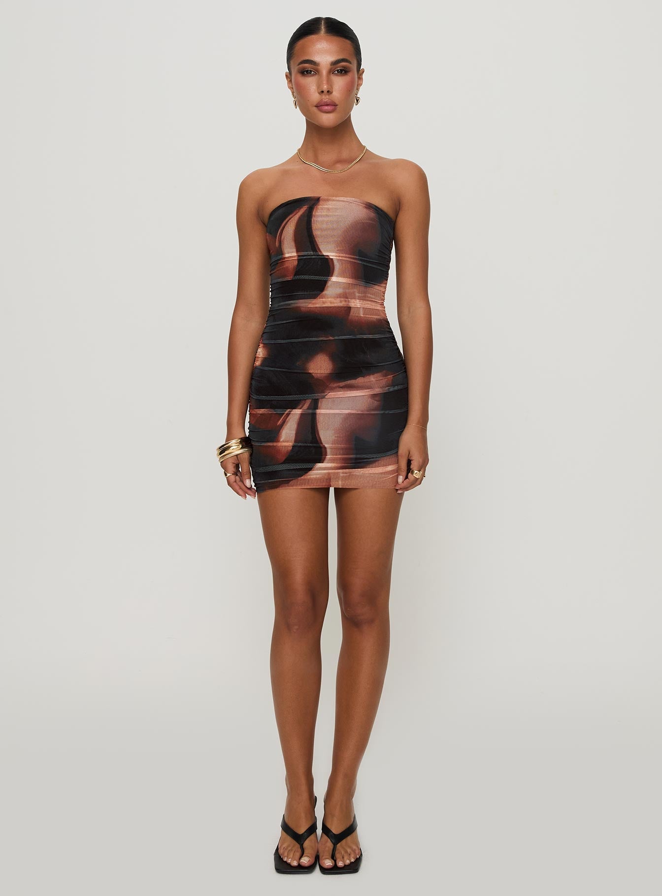 Kalena Mini Dress Brown Multi