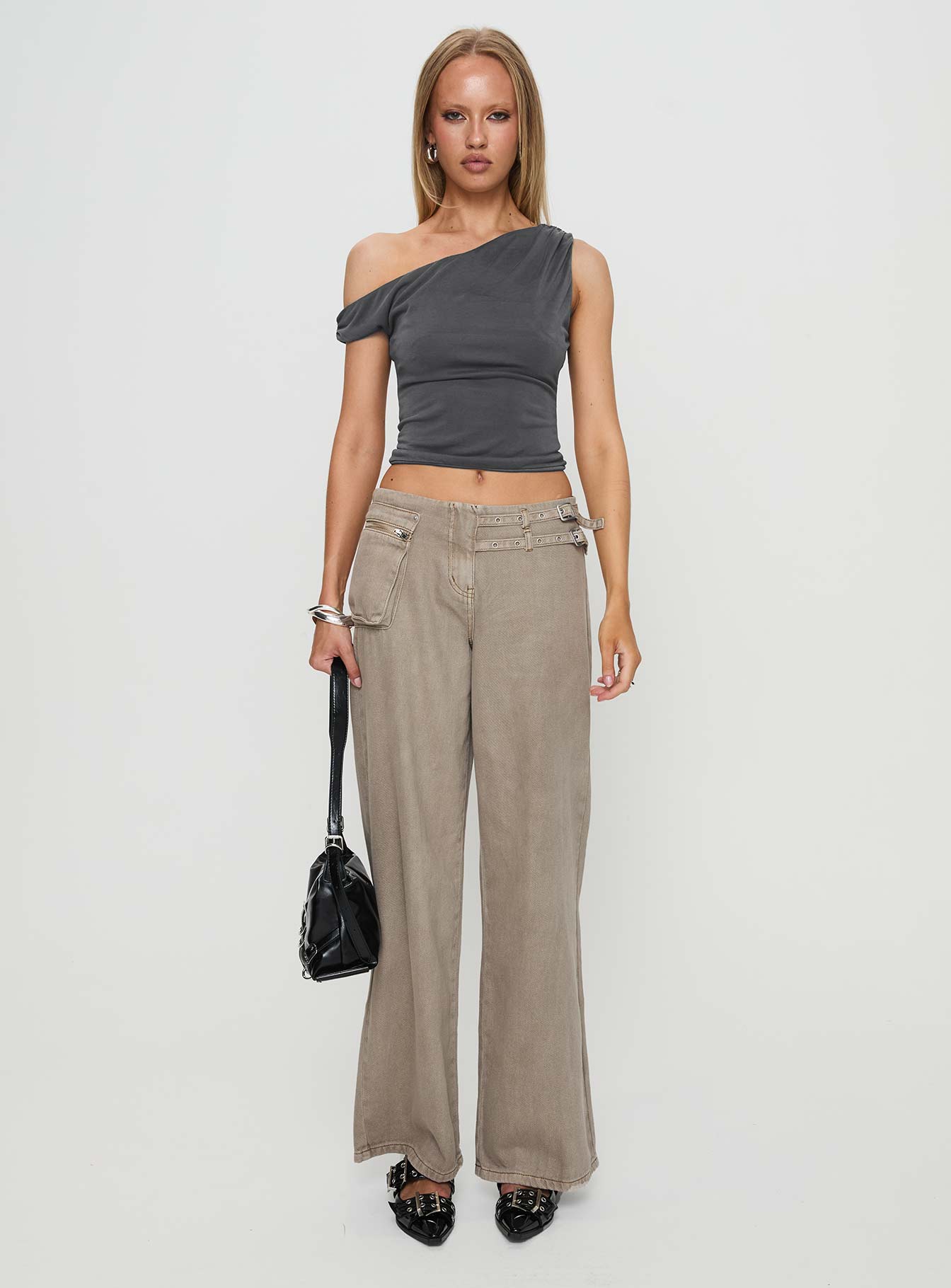 Danette One Shoulder Top Slate