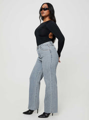 Kalinda High Rise Straight Leg Jeans Blue