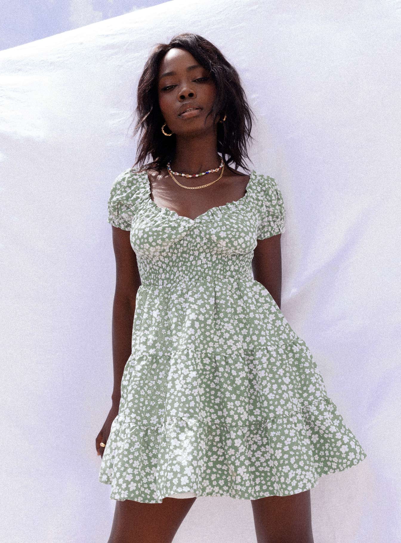 Daniella Floral Mini Dress Green